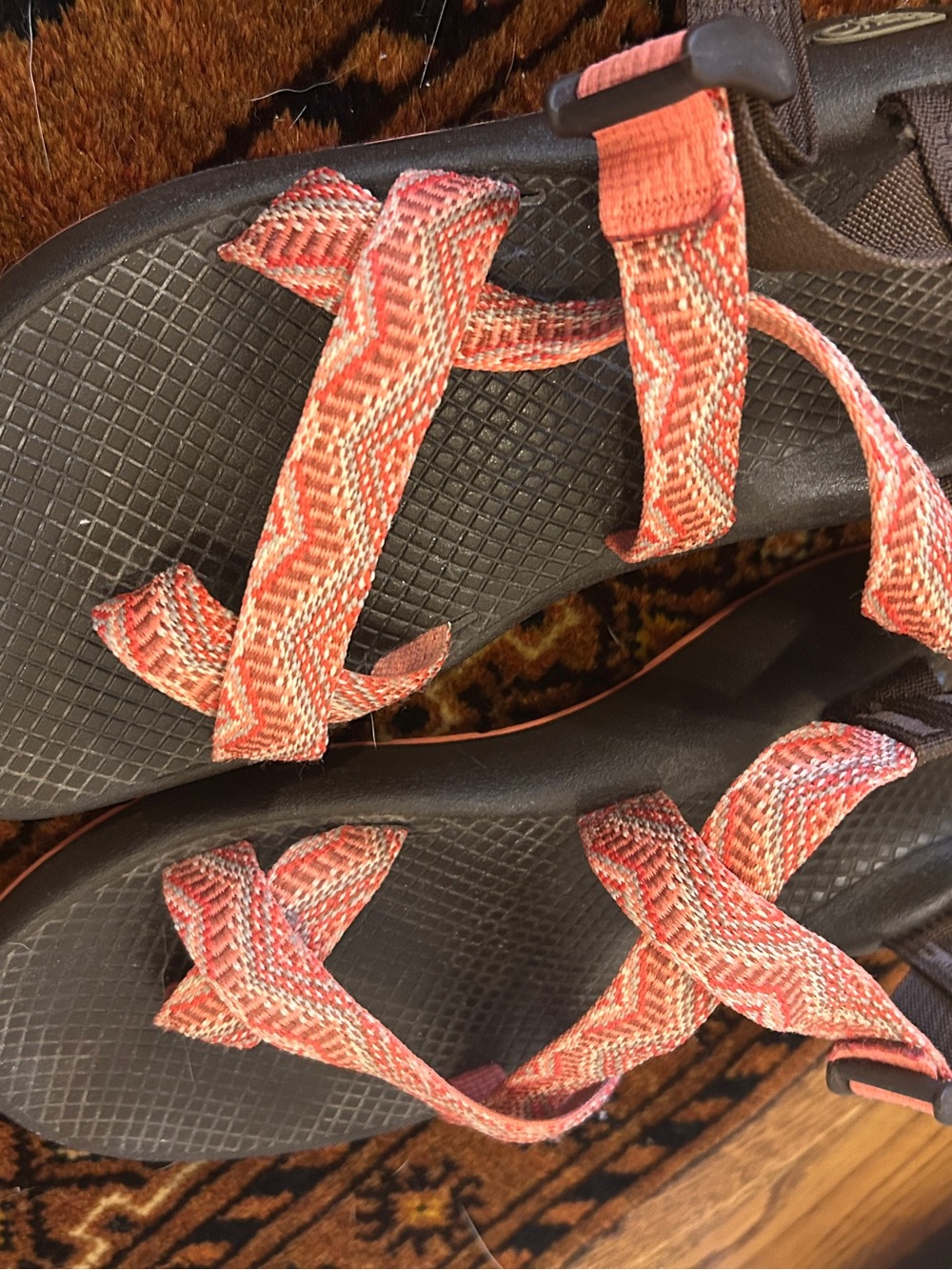 Teva Women's Coral/Peach Patterned Strap Sandals